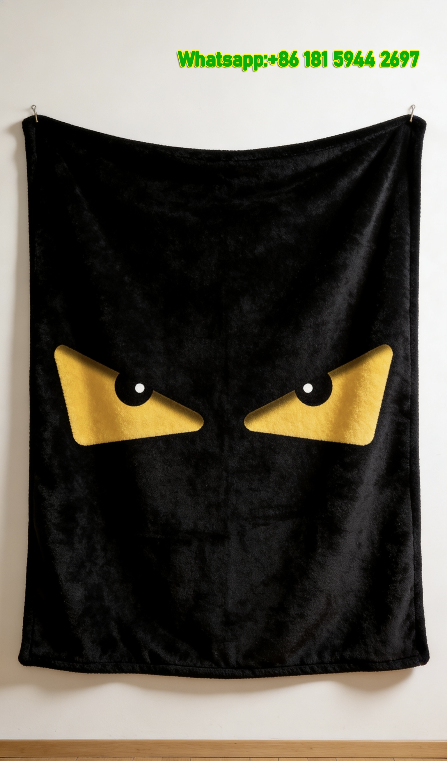 Fendi Black Yellow Monster Eyes Flannel Throw Blanket IMG_9518
